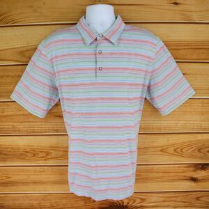 Bobby Jones Polo‎ Shirt Short Sleeves Mens Size XL Colorful Striped 100% Cotton